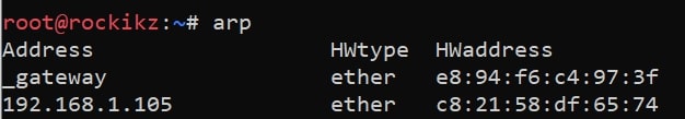 ARP cache before the attack