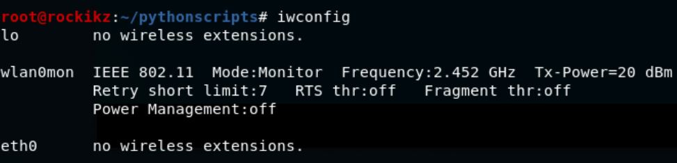 Checking interface name using iwconfig