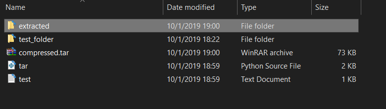 Decompressed tar archive file using tarfile module in Python