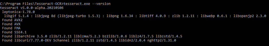 Validating Tesseract installation