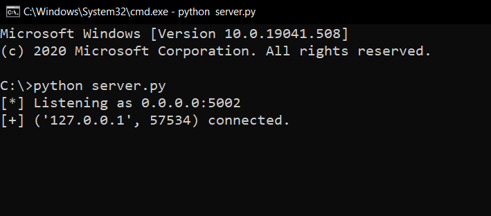 The Client is connected to the server