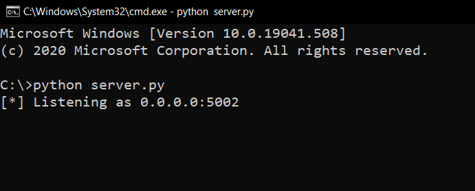 Server is listening for upcoming client connections