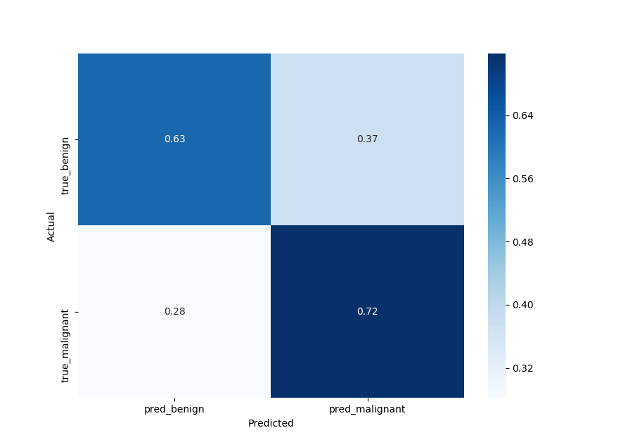 Confusion matrix of benign vs malignant skin disease classification