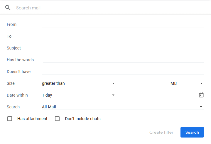 Gmail search queries