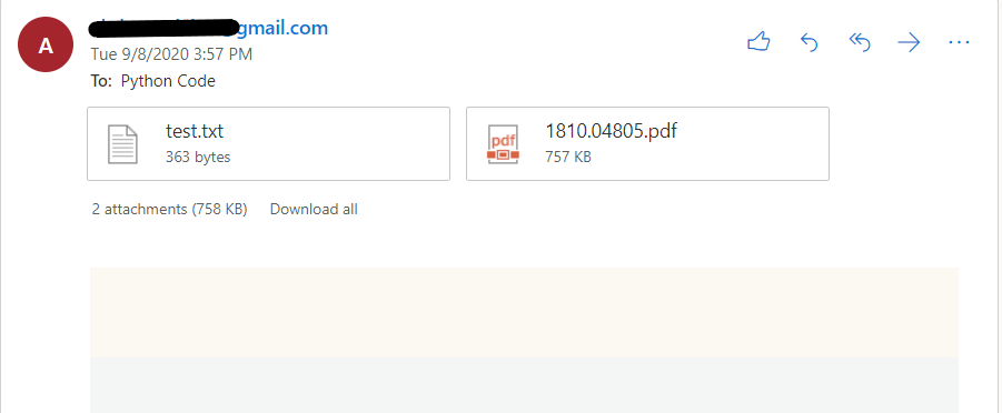 Mail with Attachment received