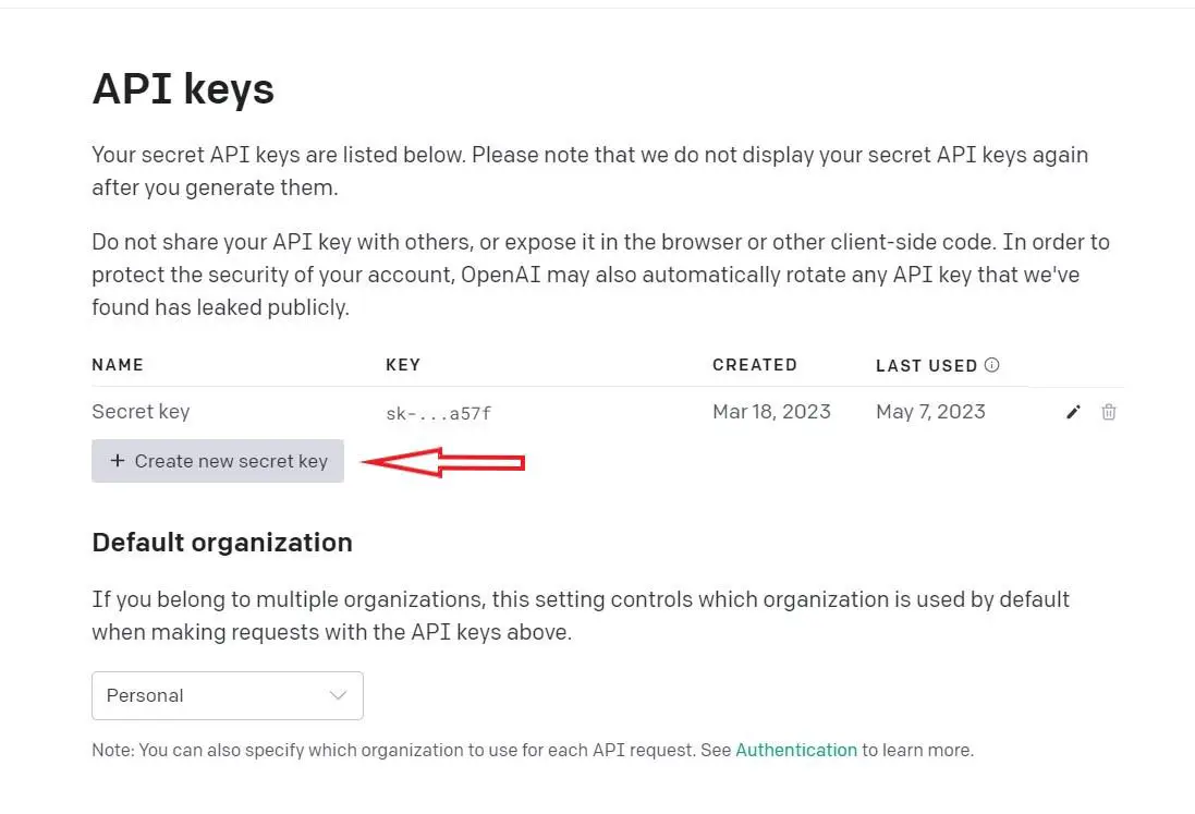 Create an API key - OpenAI